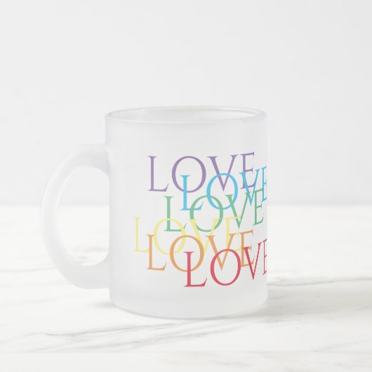 RAINBOW LOVE Frosted Glass Mok (Links)