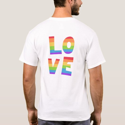 Rainbow LOVE Gay Pride LGBTQ, dubbelzijdig afdrukk T-shirt (Achterkant)