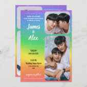 Rainbow Love - Gay Wedding Fotouitnodiging Kaart (Voorkant / Achterkant)