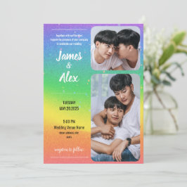 Rainbow Love - Gay Wedding Fotouitnodiging Kaart