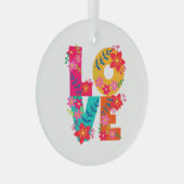 Rainbow Love Glas Ornament (Voorkant Rechts)