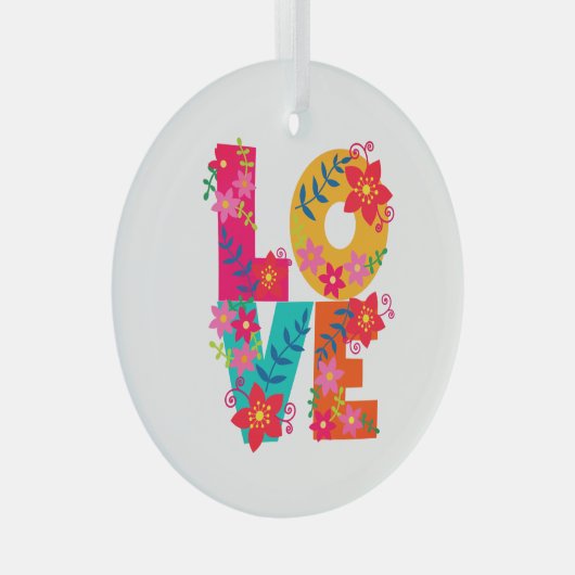 Rainbow Love Glas Ornament (Voorkant Rechts)