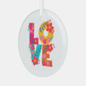 Rainbow Love Glas Ornament (Voorkant links)