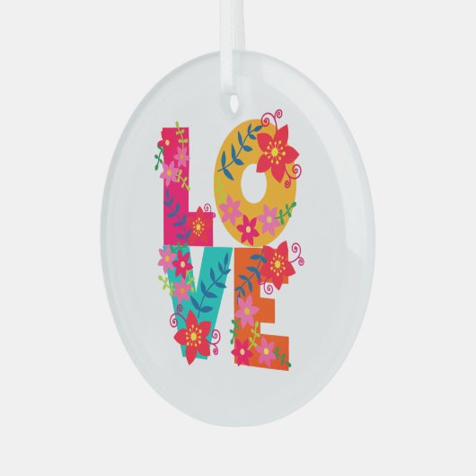 Rainbow Love Glas Ornament (Voorkant links)