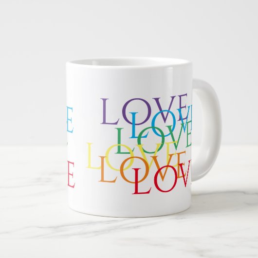 RAINBOW LOVE Grote Witte Mok (Voorkant rechts)