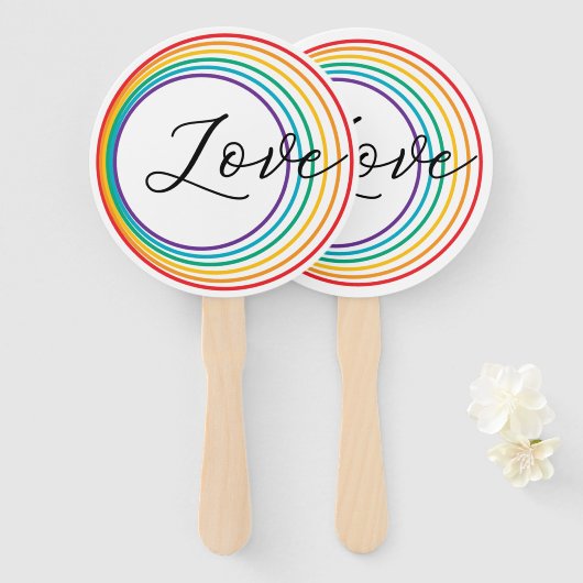 Rainbow Love Handwaaier (Voorkant en achterkant)