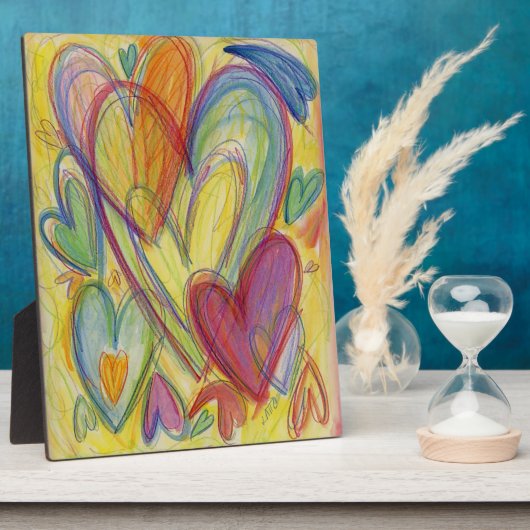 Rainbow Love Heart Art Print Plaques Fotoplaat (Zijkant)