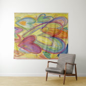 Rainbow Love Heart Art Tapestry Wall Hanging Wandkleed (In Situ (horizontaal))