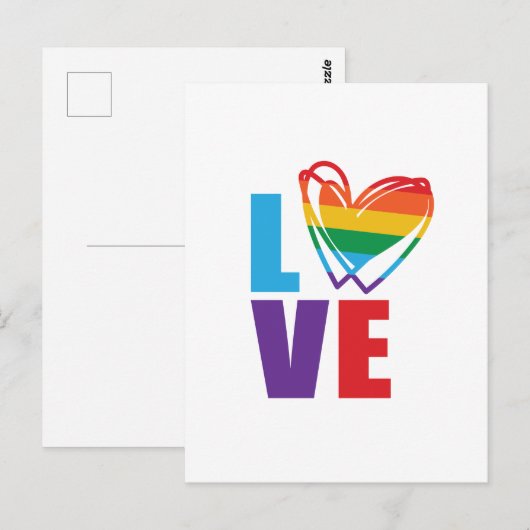 Rainbow Love Heart Briefkaart (Voorkant / Achterkant)
