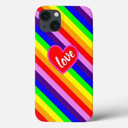 Rainbow Love Heart Classic Pride Dynamic Stripes Case-Mate iPhone Case (Achterkant)