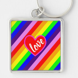 Rainbow Love Heart Classic Pride Dynamic Stripes Sleutelhanger