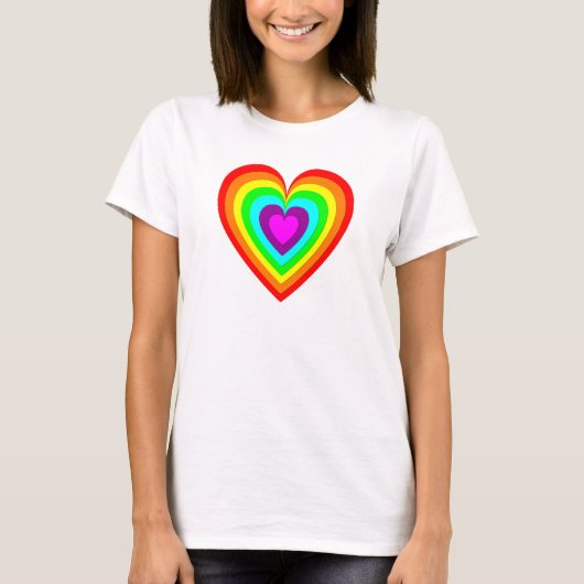 Rainbow Love Heart Design T-shirt (Voorkant)