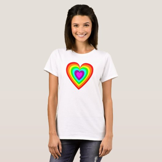 Rainbow Love Heart Design T-shirt (Voorkant volledig)