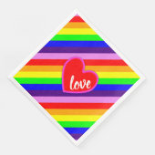 Rainbow Love Heart Diagonale Strepen Pride Kleuren Servet (Hoek)