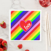 Rainbow Love Heart Diagonale Strepen Pride Kleuren Servet (Insitu)