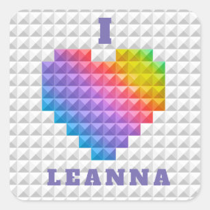 Rainbow Love Heart Geometric Pattern Personalized Vierkante Sticker