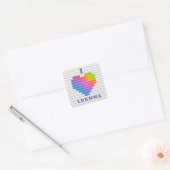 Rainbow Love Heart Geometric Pattern Personalized Vierkante Sticker (Envelop)