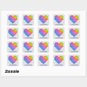 Rainbow Love Heart Geometric Pattern Personalized Vierkante Sticker (Vel)