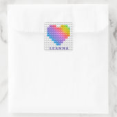 Rainbow Love Heart Geometric Pattern Personalized Vierkante Sticker (Tas)