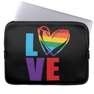 Rainbow Love Heart LGBTQ Support Laptop Sleeve