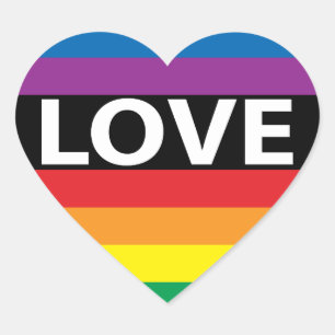 Rainbow Love Heart stickers, LBGT Hart Sticker