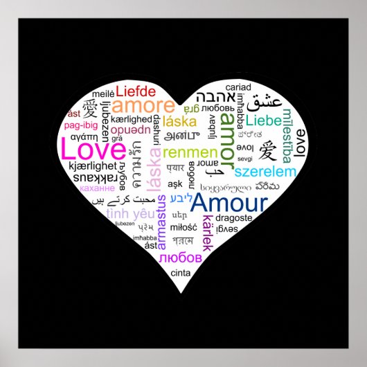 Rainbow Love Heart Typografie Poster (Voorkant)