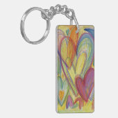 Rainbow Love Heart Word Art Custom Sleutelhanger (Voorkant Links)