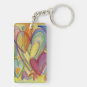 Rainbow Love Heart Word Art Custom Sleutelhanger (achterkant)