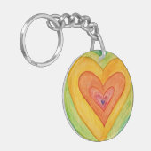 Rainbow Love Heart Word Art Custom Sleutelhanger (Voorkant Links)