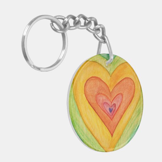 Rainbow Love Heart Word Art Custom Sleutelhanger (Voorkant Links)