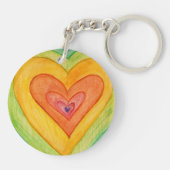 Rainbow Love Heart Word Art Custom Sleutelhanger (Achterkant)