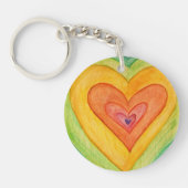 Rainbow Love Heart Word Art Custom Sleutelhanger (Voorkant)