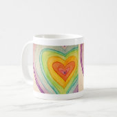 Rainbow Love Hearts Art Coffee Mok Cup (Voorkant links)