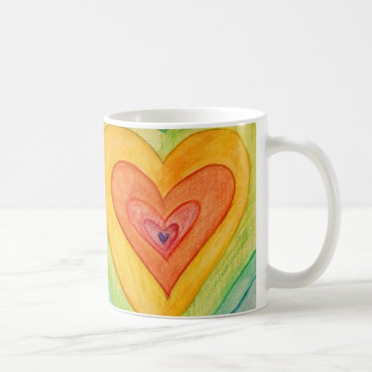 Rainbow Love Hearts Art Coffee Mok Cup (Rechts)
