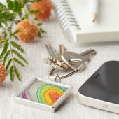 Rainbow Love Hearts Art Inspirerend Sleutelhanger (Zijkant)