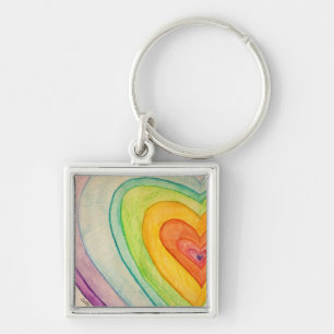 Rainbow Love Hearts Art Inspirerend Sleutelhanger