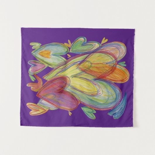 Rainbow Love Hearts Art Tapestry Wall Hangings Wandkleed (Voorkant (horizontaal))