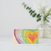 Rainbow Love Hearts Art Visitekaartje (Staand voorkant)