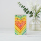 Rainbow Love Hearts Art Visitekaartje (Staand voorkant)