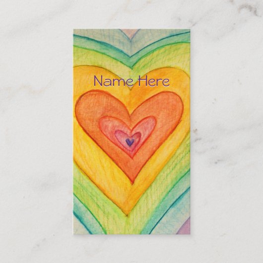 Rainbow Love Hearts Art Visitekaartje (Voorkant)