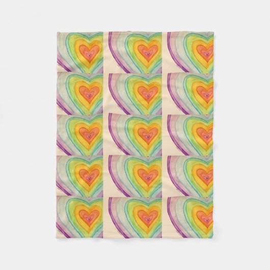 Rainbow Love Hearts Cozy Fleece Throw Blanket Deken (Voorkant)