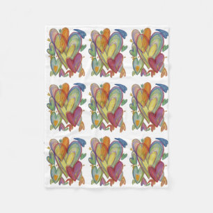 Rainbow Love Hearts Cozy Fleece Throw Blanket Deken