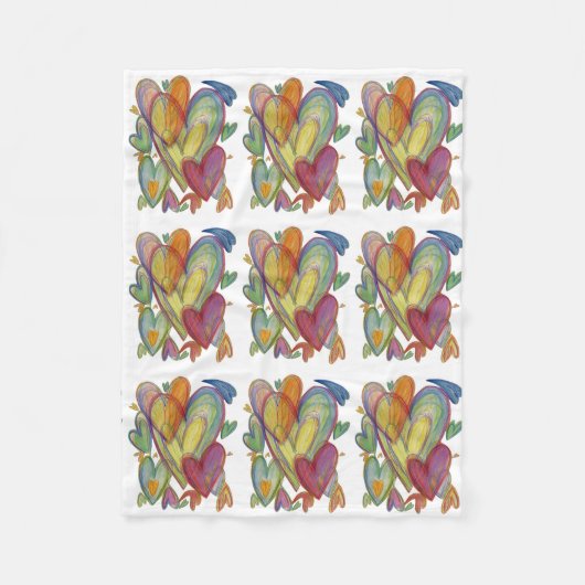 Rainbow Love Hearts Cozy Fleece Throw Blanket Deken (Voorkant)
