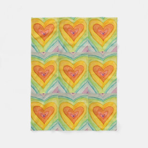 Rainbow Love Hearts Cozy Fleece Throw Blanket Deken