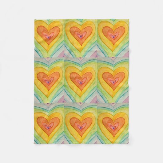Rainbow Love Hearts Cozy Fleece Throw Blanket Deken (Voorkant)