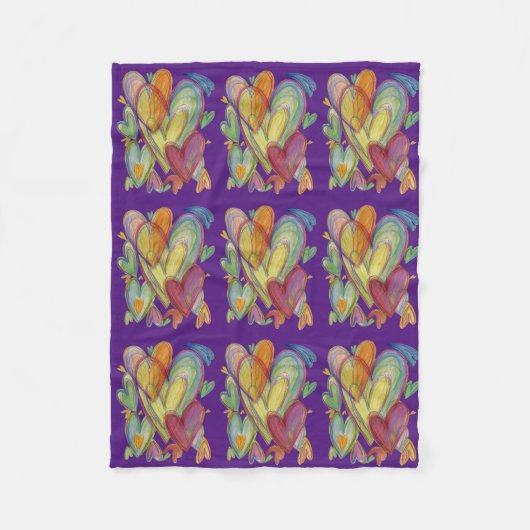 Rainbow Love Hearts Cozy Fleece Throw Blanket Deken (Voorkant)