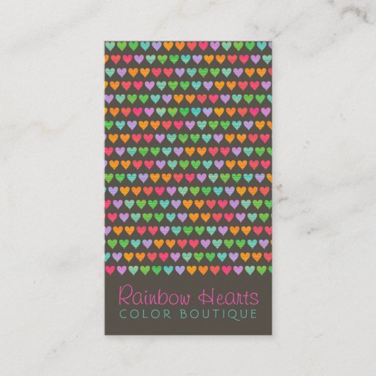 Rainbow Love Hearts Fun Colorful Profile Card Visitekaartje (Voorkant)