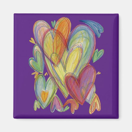 Rainbow Love Hearts Inspirerend Fridge Magnet (Voorkant)