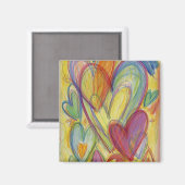 Rainbow Love Hearts Inspirerend Fridge Magnet (Voorkant / Achterkant)