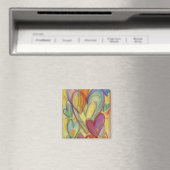 Rainbow Love Hearts Inspirerend Fridge Magnet (Insitu (Vaatwasser))